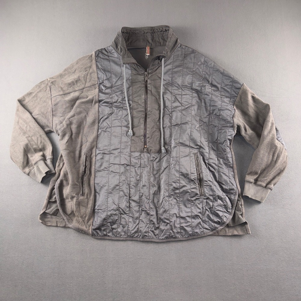 Free People Movement Slow Rush Half Zip Sweater Heather Grey Pockets M